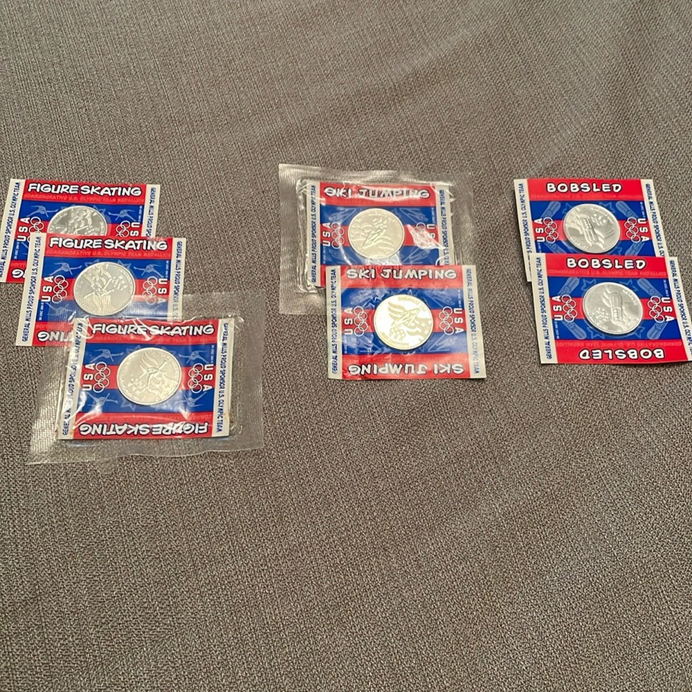 Vintage Set of 7 General Mills Sponsor US Olympic Team Collector Coins Unopened